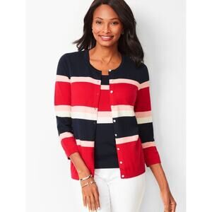 TALBOTS CHARMING 3/4 Sleeve  Color-block Preppy Valentines 2pc top and cardigan